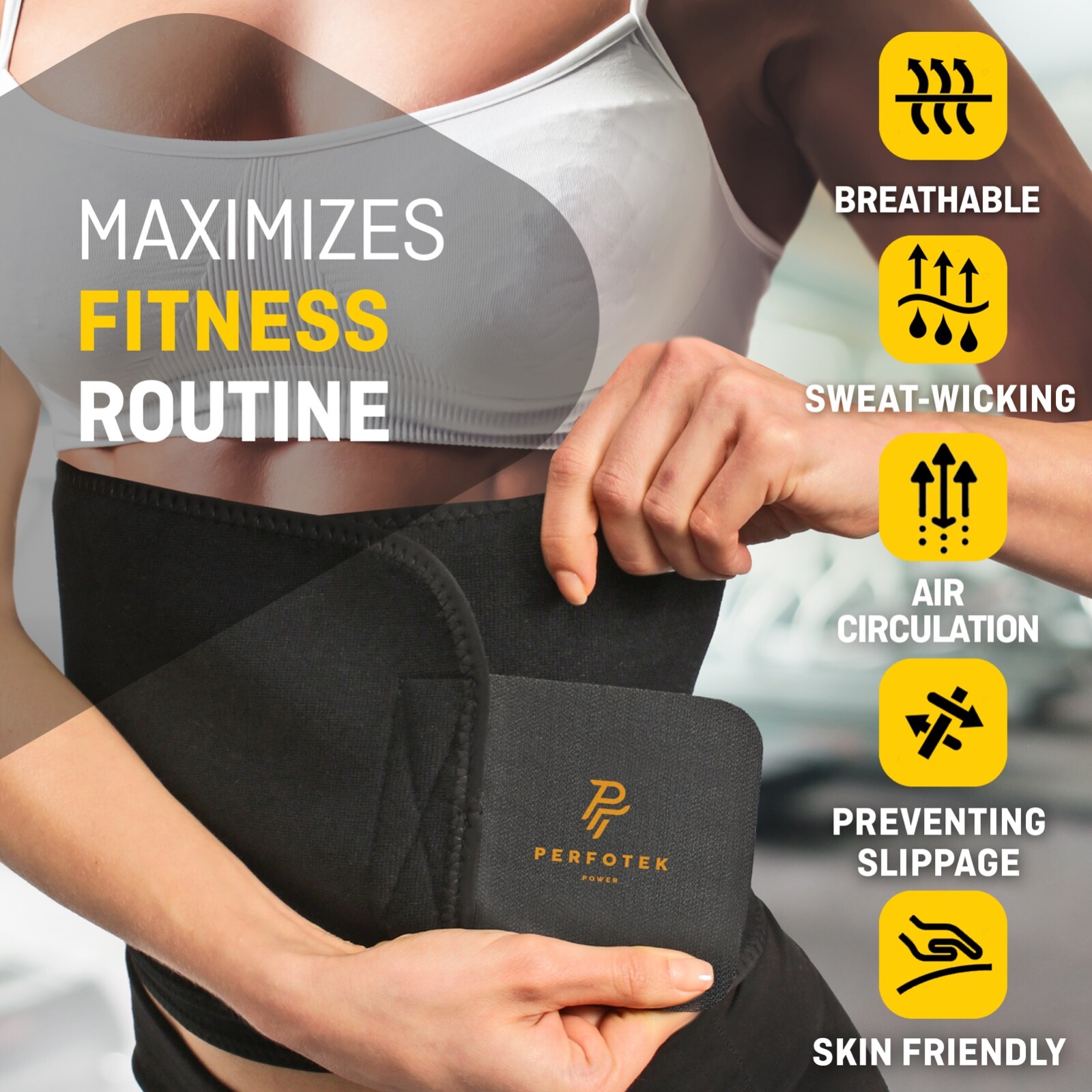 Waist Trainer for Women & Men Lower Belly Support Belt Sauna Effect Black L Size