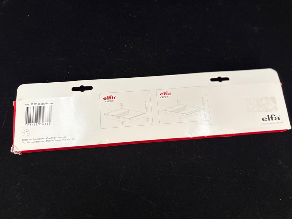Elfa 17"-3 1/8" 2-Runner Mesh Drawer Divider Platinum Pkg/2