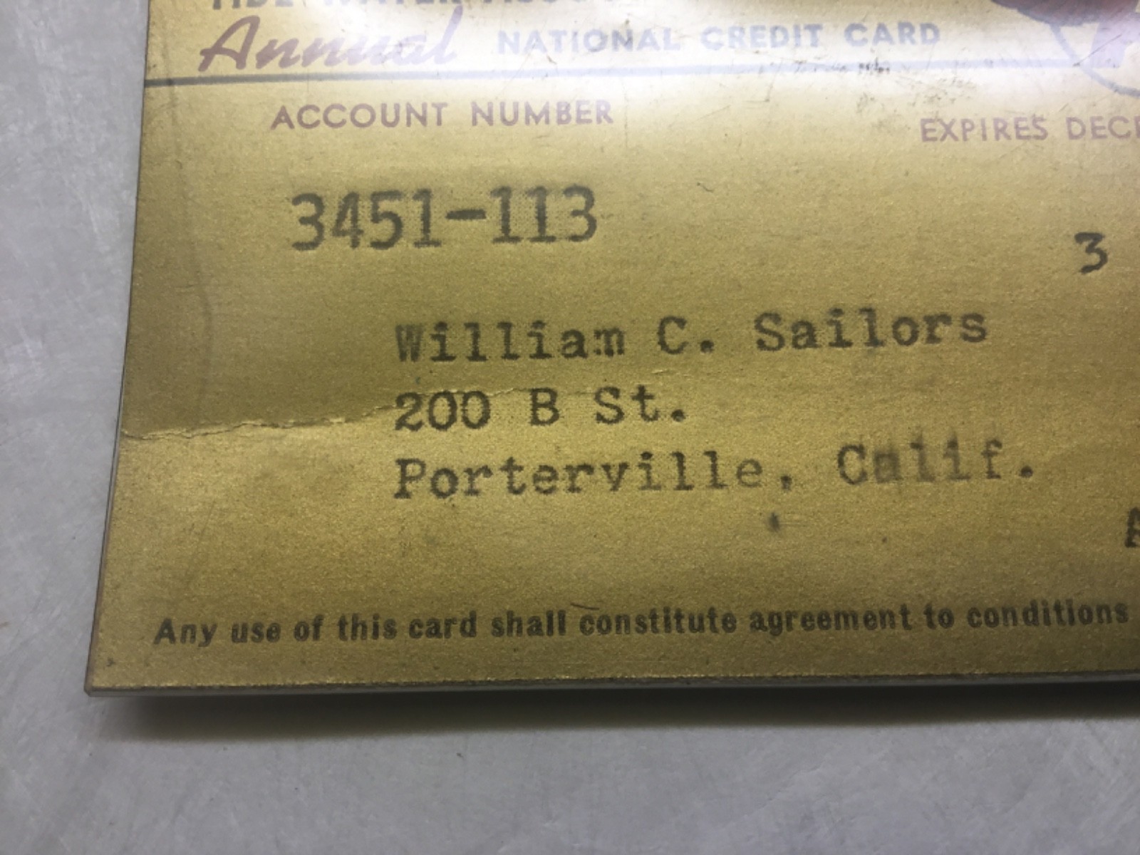 Vintage 1956 Tidewater Associated Oil Company Flying A Service Credit Card