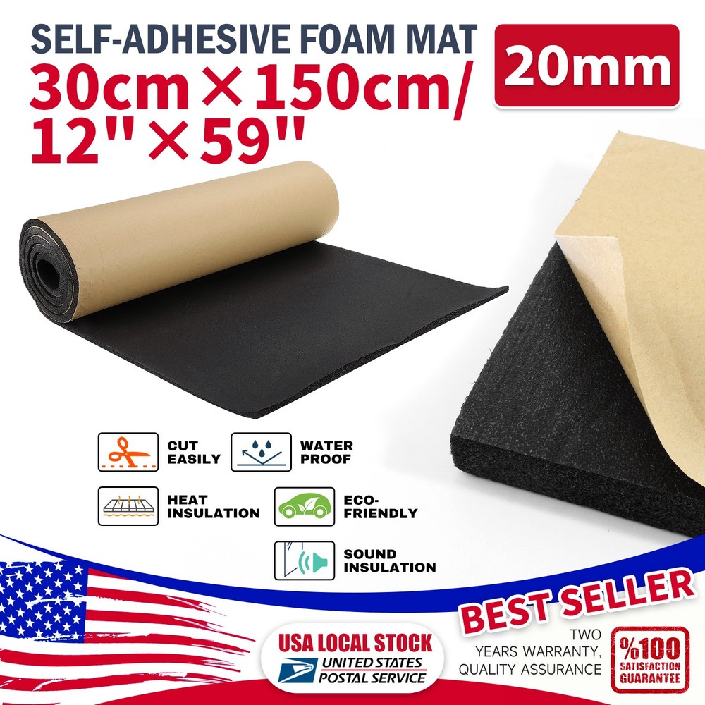 59"x12" 4/5" Thickness Adhesive Backed Foam Rubber Sheet Padding Insulation Pad
