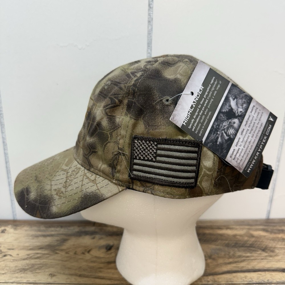 CAP - KRYPTEK HIGHLANDER CAMO TACTICAL FLAG HAT Q3 Technology Wicking Strapback
