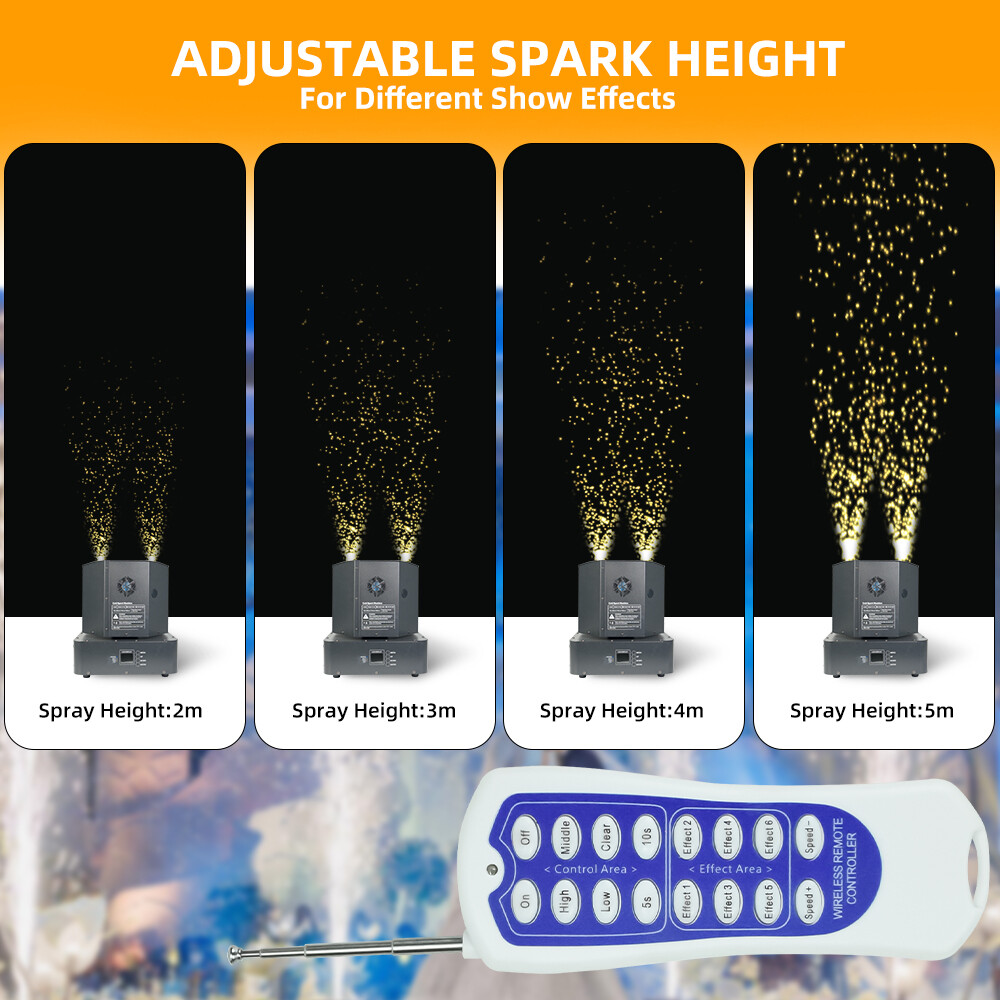 2PCS Black 1500W Double Double Head Spin Fireworks Sparkler Cold Spark Machine