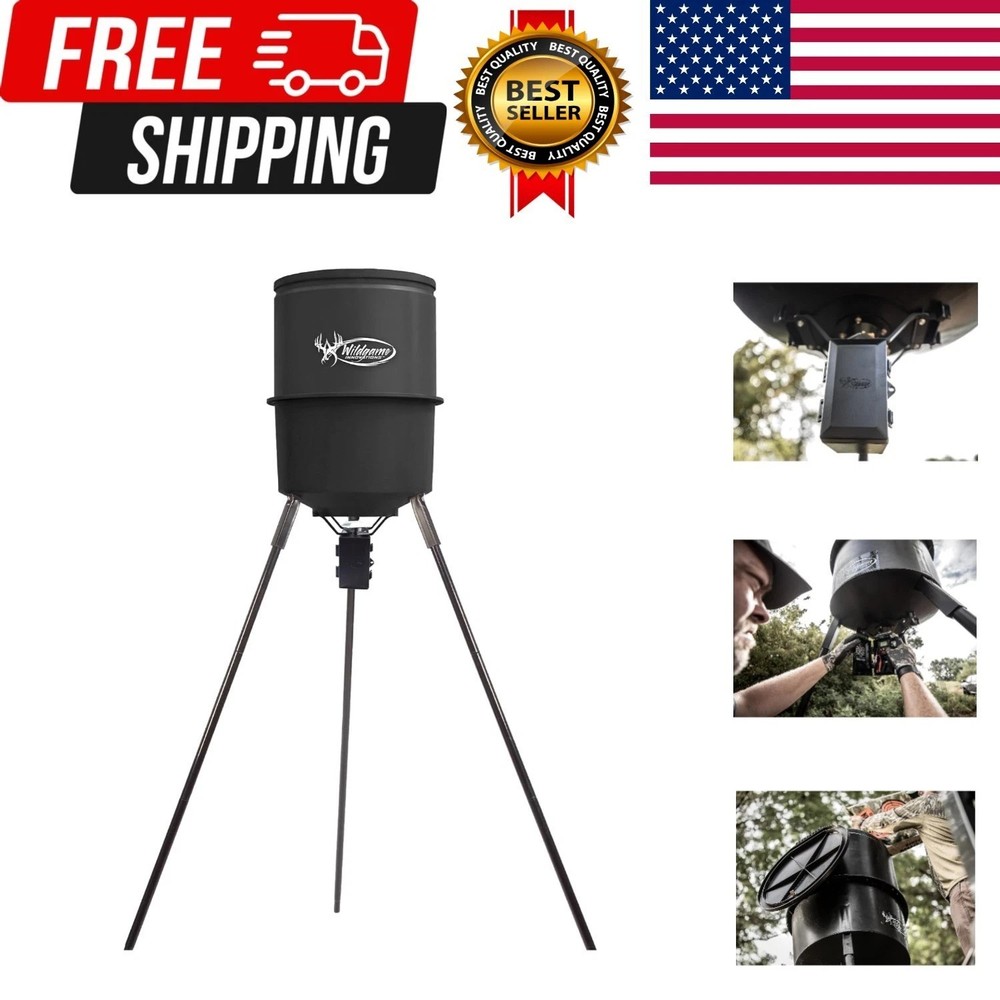 Quick-Set 270 lb Game Feeder with Digital Timer | Durable Tripod Corn/Pellet ...