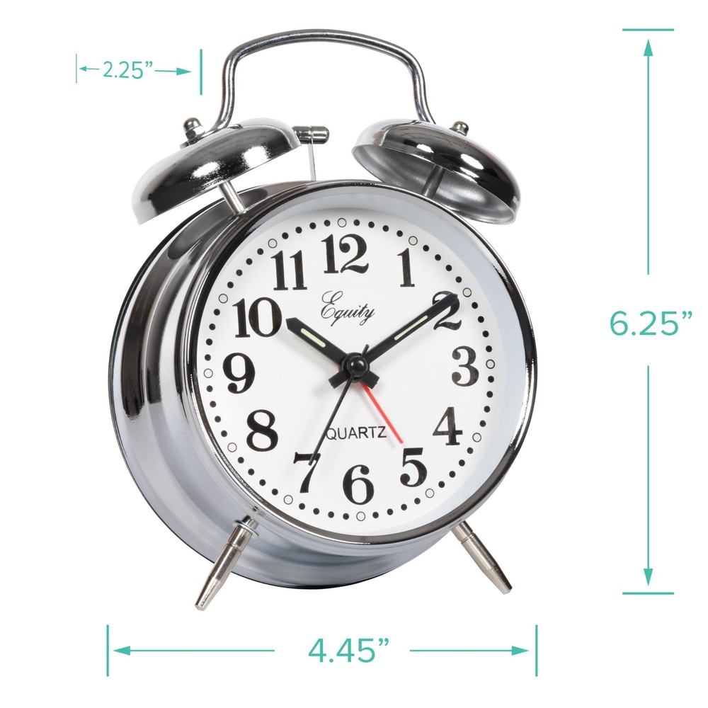 Equity 13014 Silver Twinbell Quartz Analog Alarm Clock