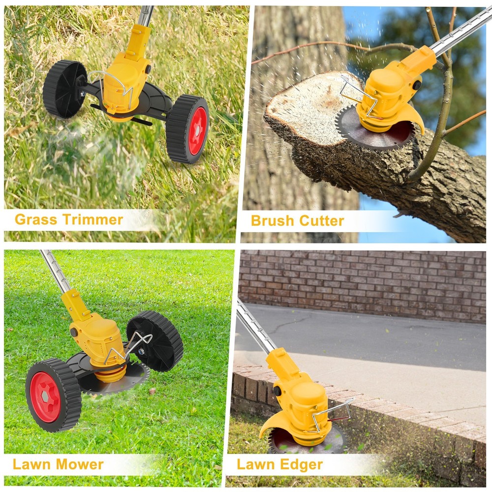 Electric Weed Wacker Cordless String Trimmer 3 Types Blades Lightweight 2Battery