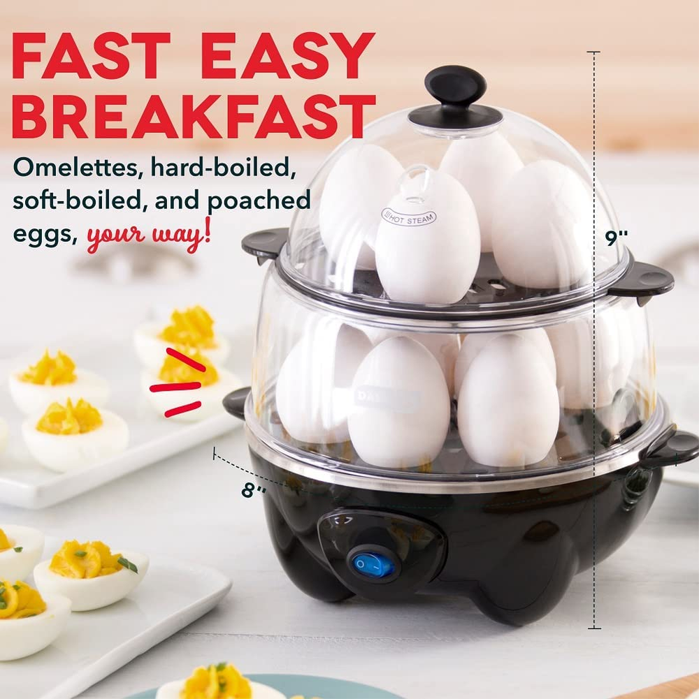 DASH Deluxe Rapid Egg Cooker - 12 Capacity, Multi-Function, Auto Shut Off - Blac