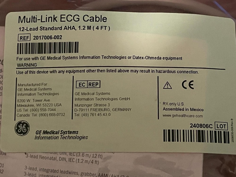 MULTI-LINK ECG CABLE, 12-LEAD STANDARD AHA, 1.2 M ( 4FT).
