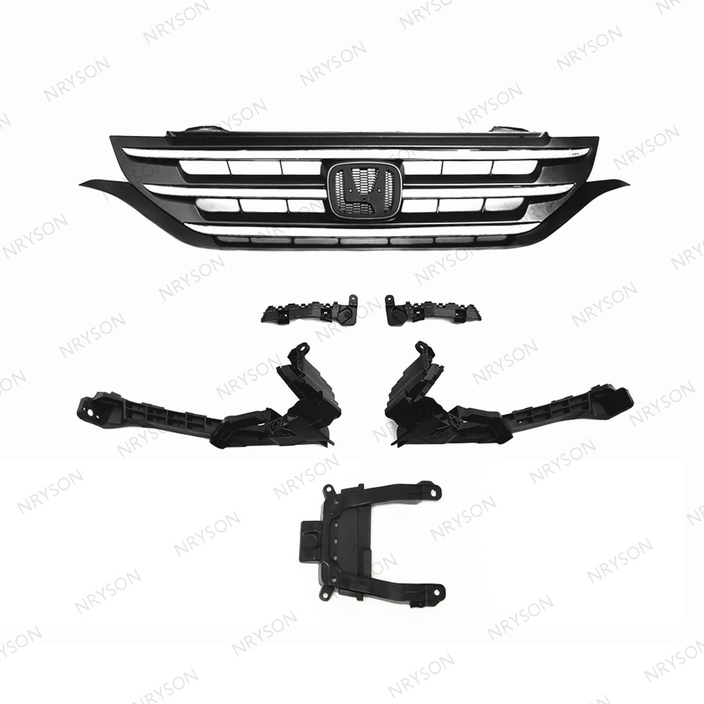 6PC For Honda CR-V CRV 2012-2014 Bumper Headlight Brackets + Front Grille Chrome
