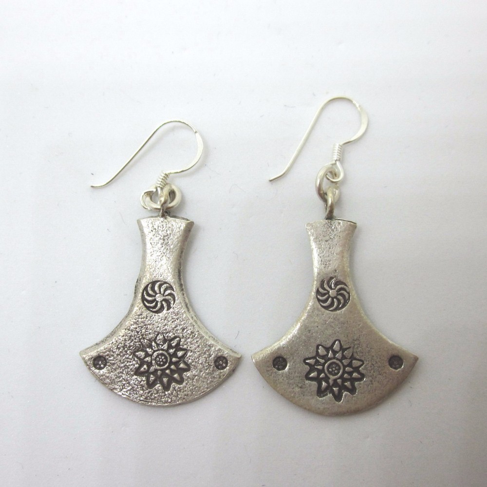 Fine Silver Earrings HillTribe Orecchini серьги Tribal Dangles 166015