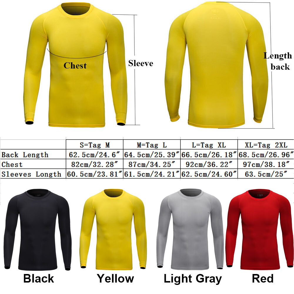 NEW Men Long Sleeve Quick Dry Compression Shirt Gym Tops Under Base Layer Tights
