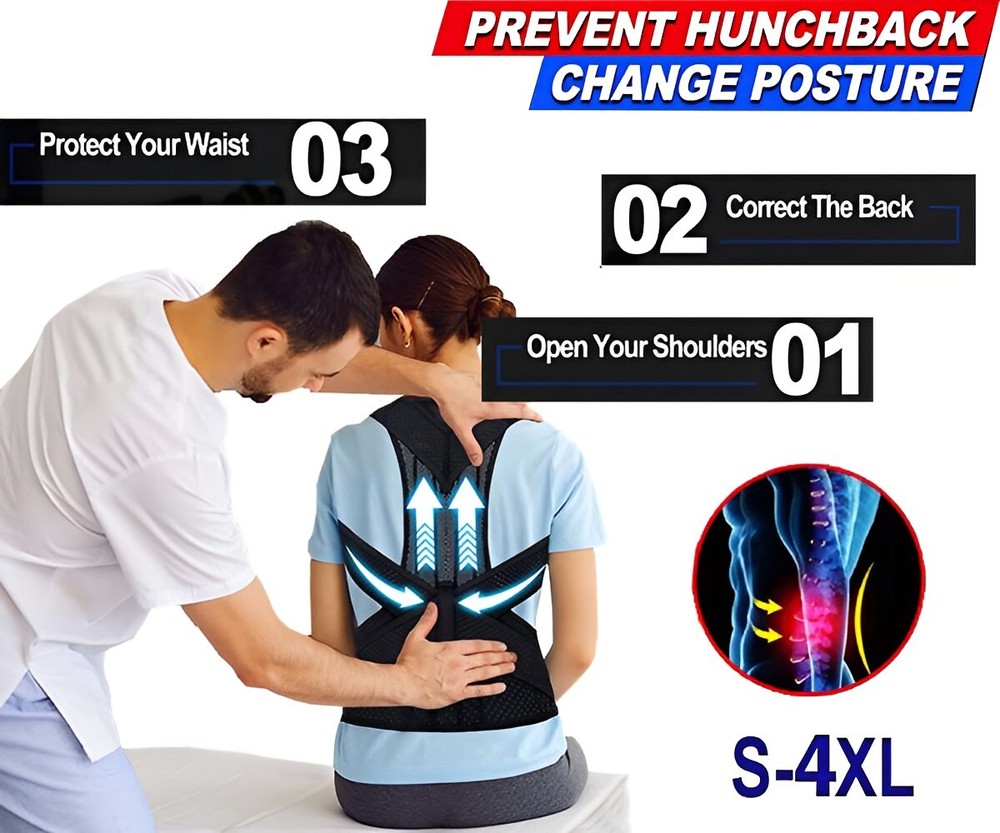 Posture Corrector Back Shoulder Support Correct Brace Belt Adjustable Men Women