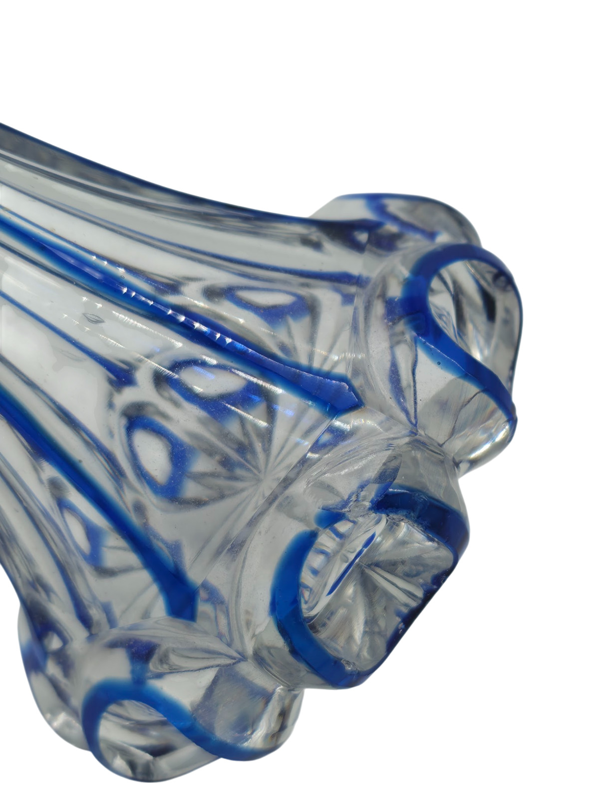 Vintage Czech Bohemian Cobalt Blue Cut to Clear Crystal Perfume Decanter