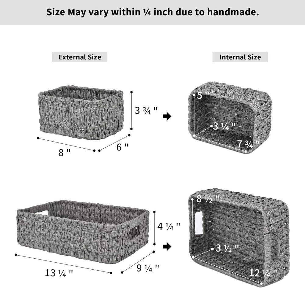 Bundle of 3-Pack Wicker Baskets & 3-Pack Wicker Storage Baskets