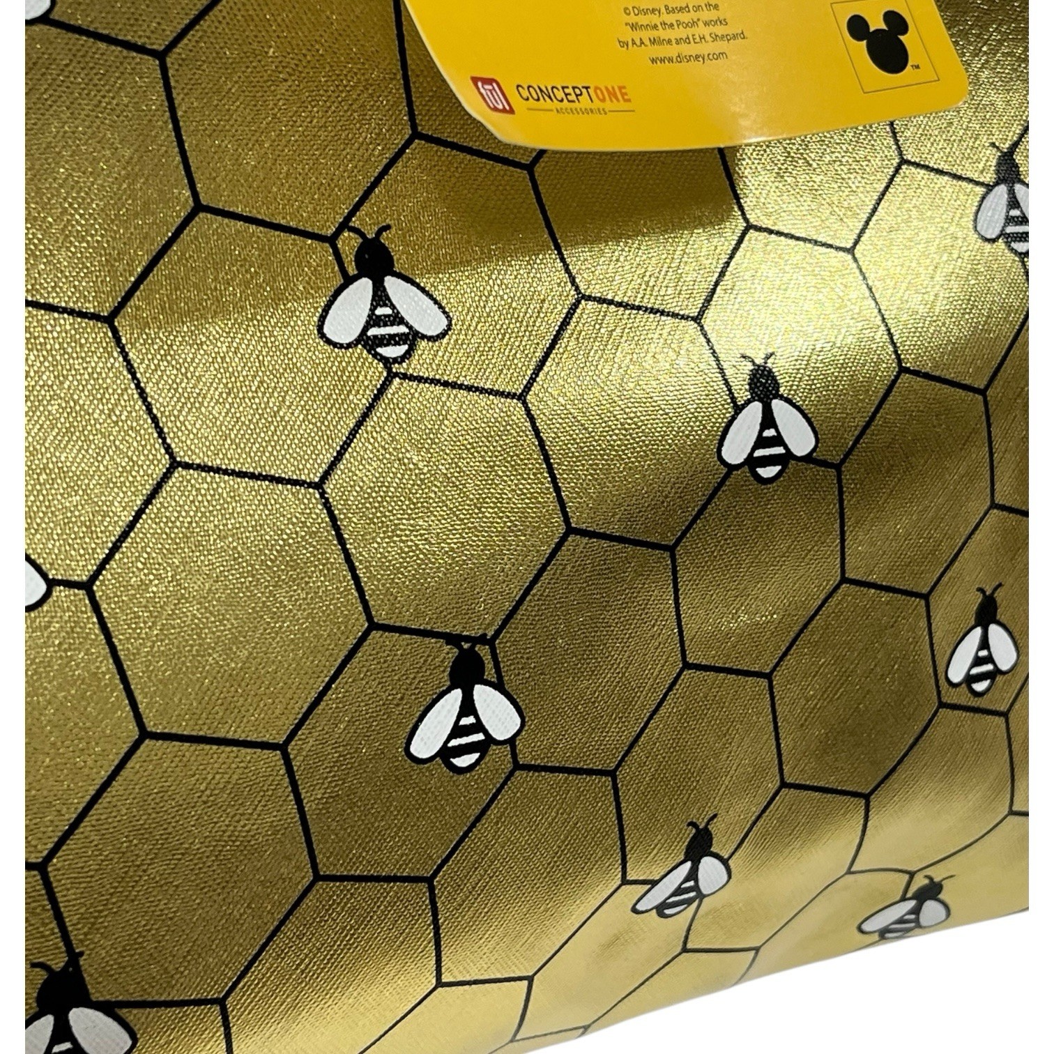 Disney Winnie the Pooh Gold Honey Bees Large Cosmetic Travel Bag Pouch NWT