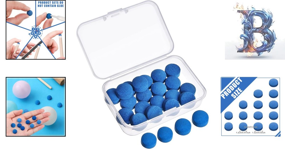 20 Unisex Pool Cue Tips - High-Density Leather with Storage Case for Easy Access