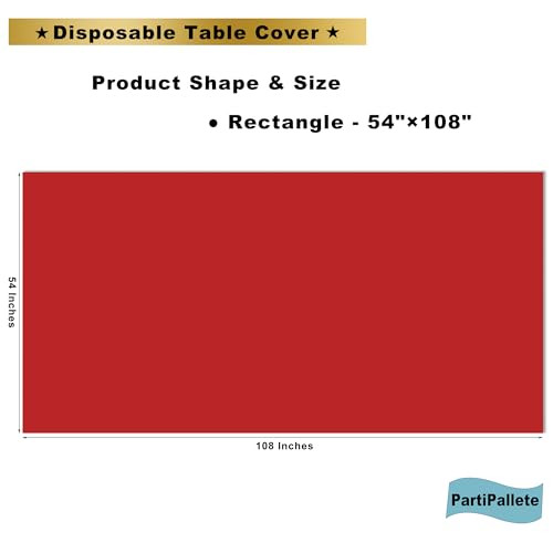 3-Pack Premium Plastic Red Tablecloth Disposable 54" x 108" Rectangle Table
