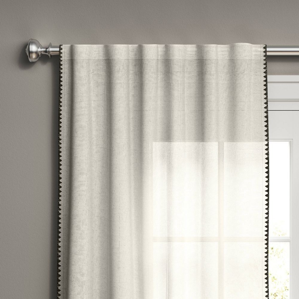 1pc 54"x95" Light Filtering Stitched Edge Window Curtain Panel Off White -