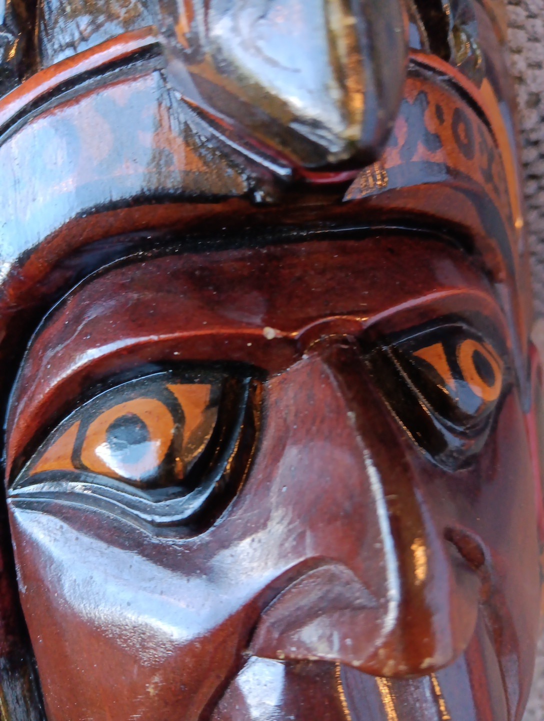 Handcarved Painted Tribal Aztec Mayan Wall Hanging 9x6 With Lizard, Iguana 3D