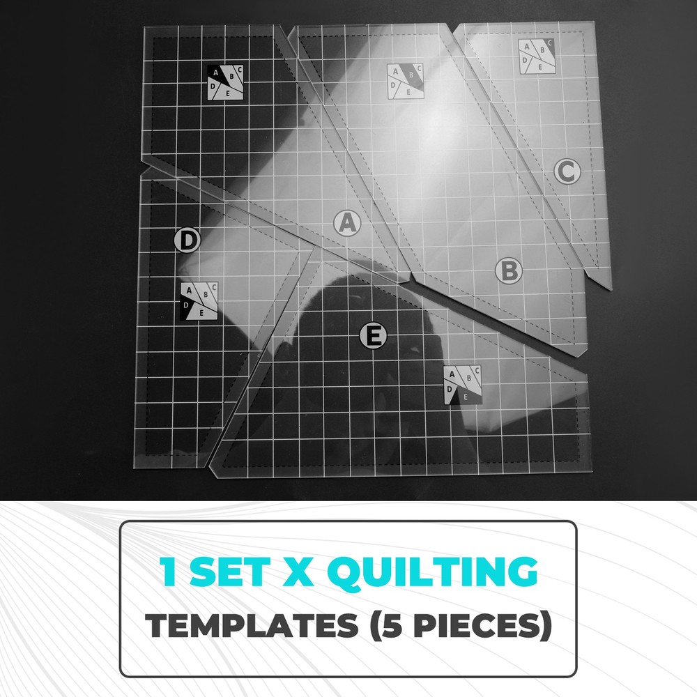 5Pcs Quilting Cutting Template Grids Crazier Eights Template Quilt Ruler7360