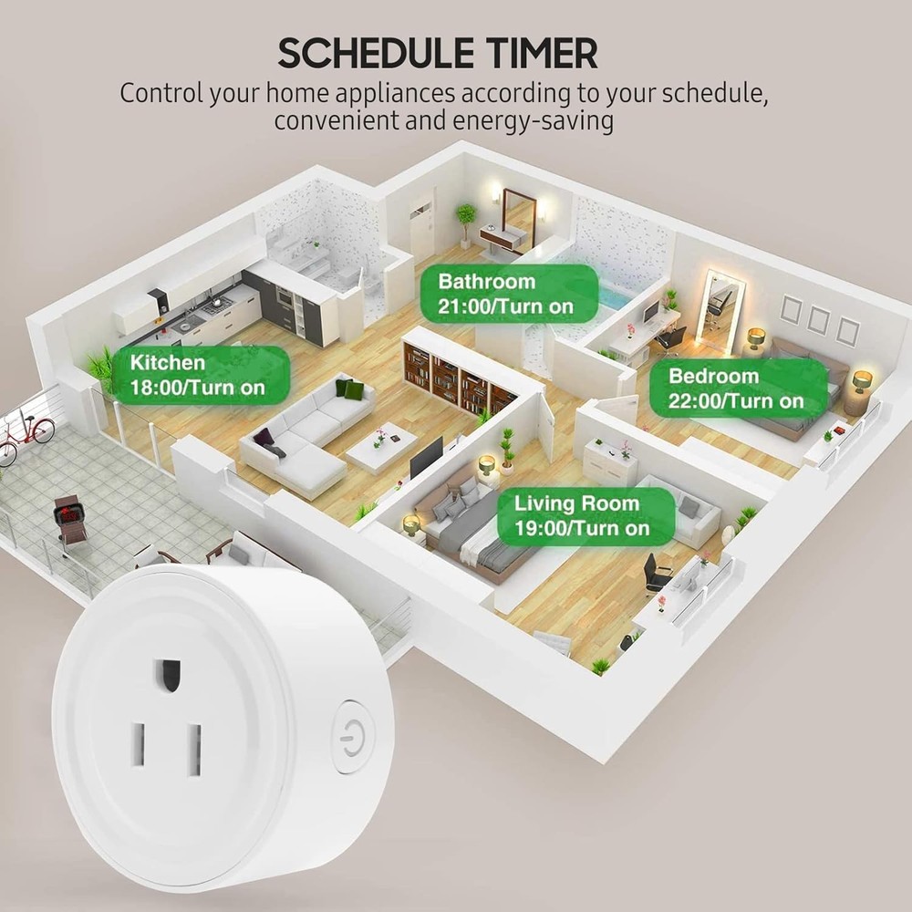 2 Pack Smart Wi-Fi Plug with APP Remote Control and Voice Control 10A