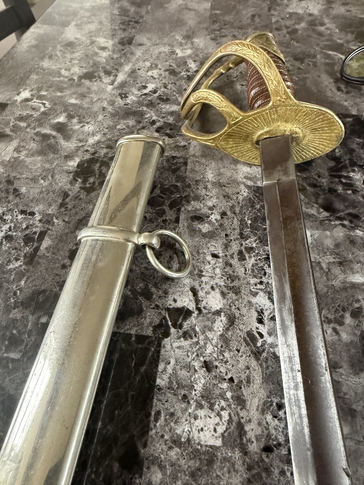 Model 1872 Springfield US Officer Sword Brass Guard with Nickel Scabbard