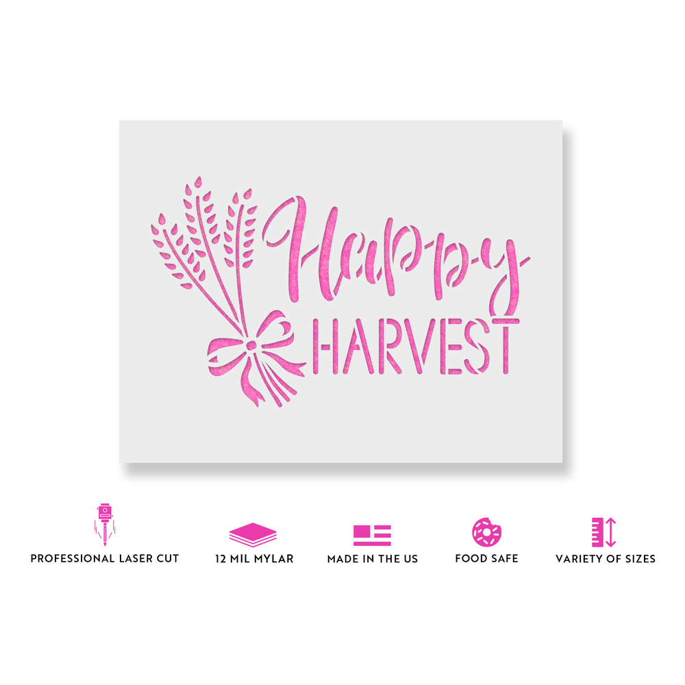 Happy Harvest Stencil - Durable & Reusable Mylar Stencils