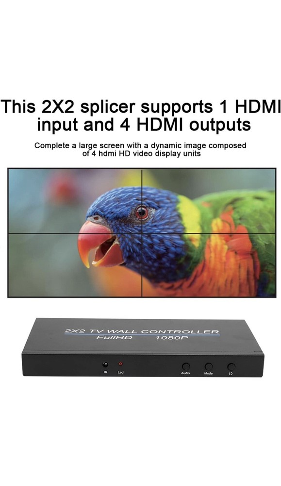 LED Video Wall Controller, Support 4 Outputs HDMI 1.3 Input Plug and Play 1080P