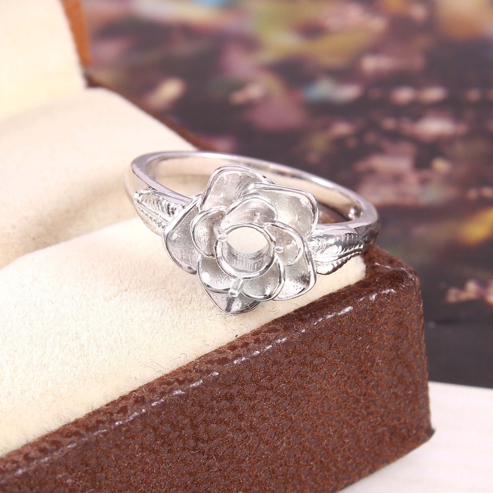 Rose Ring 925 Sterling Silver Ring 5X5 MM Round Setting Ring Flower Ring