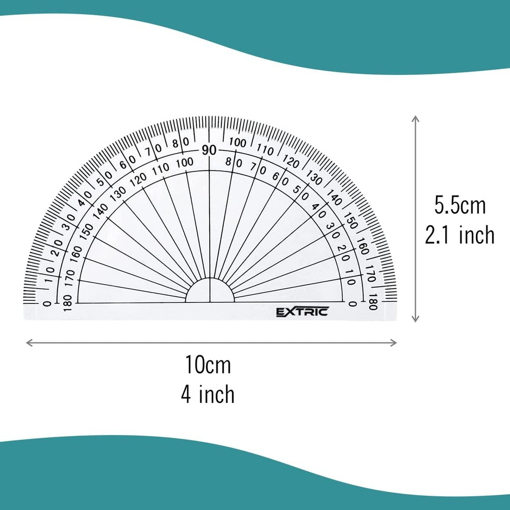 Protractor for Geometry, 4 Inch Clear Plastic Protractor for Woodworking, 2 Coun