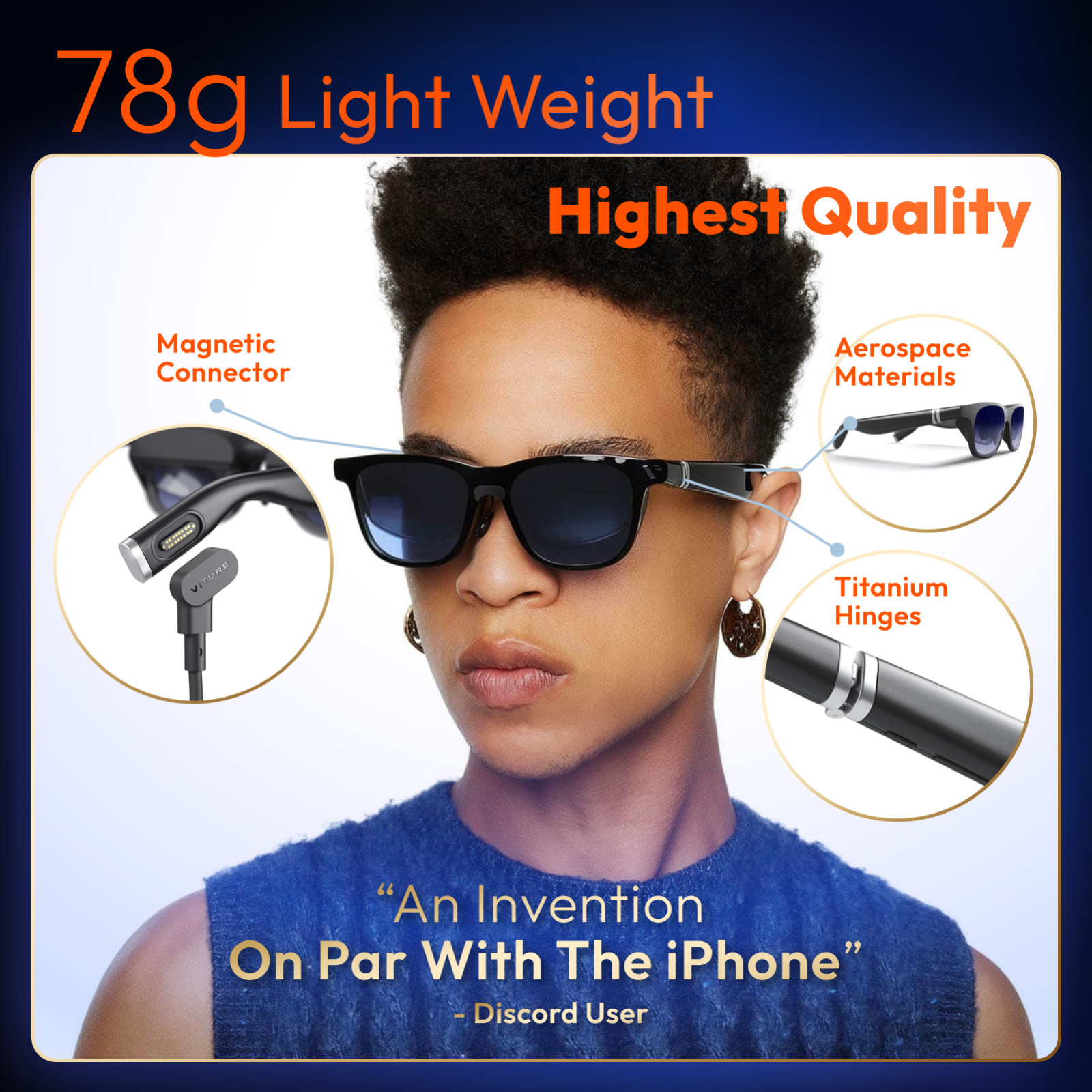 VITURE One XR/AR Glasses 120" Full HD Display Harman Sound Jet Black (Good)