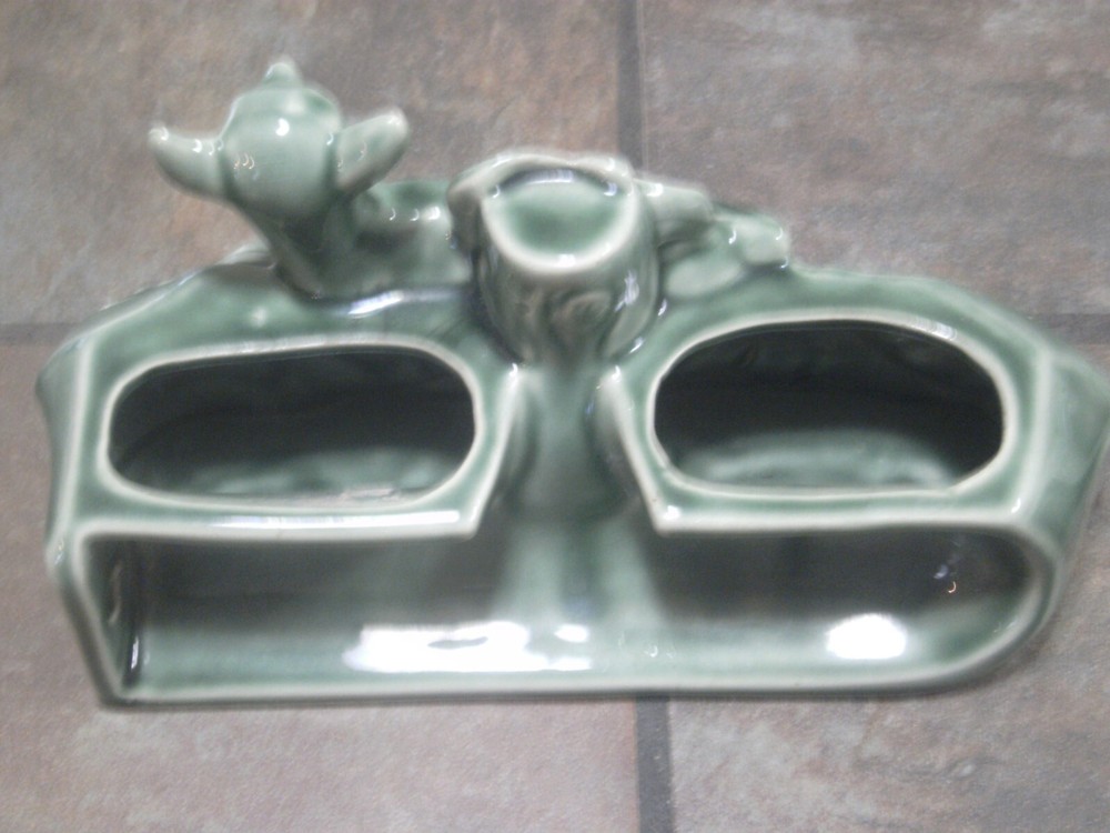 PHIL MAR ~ LEAPING DEER ~ DOUBLE PLANTER ~ LIGHT GREEN ~ NO LAMP ~ EUC