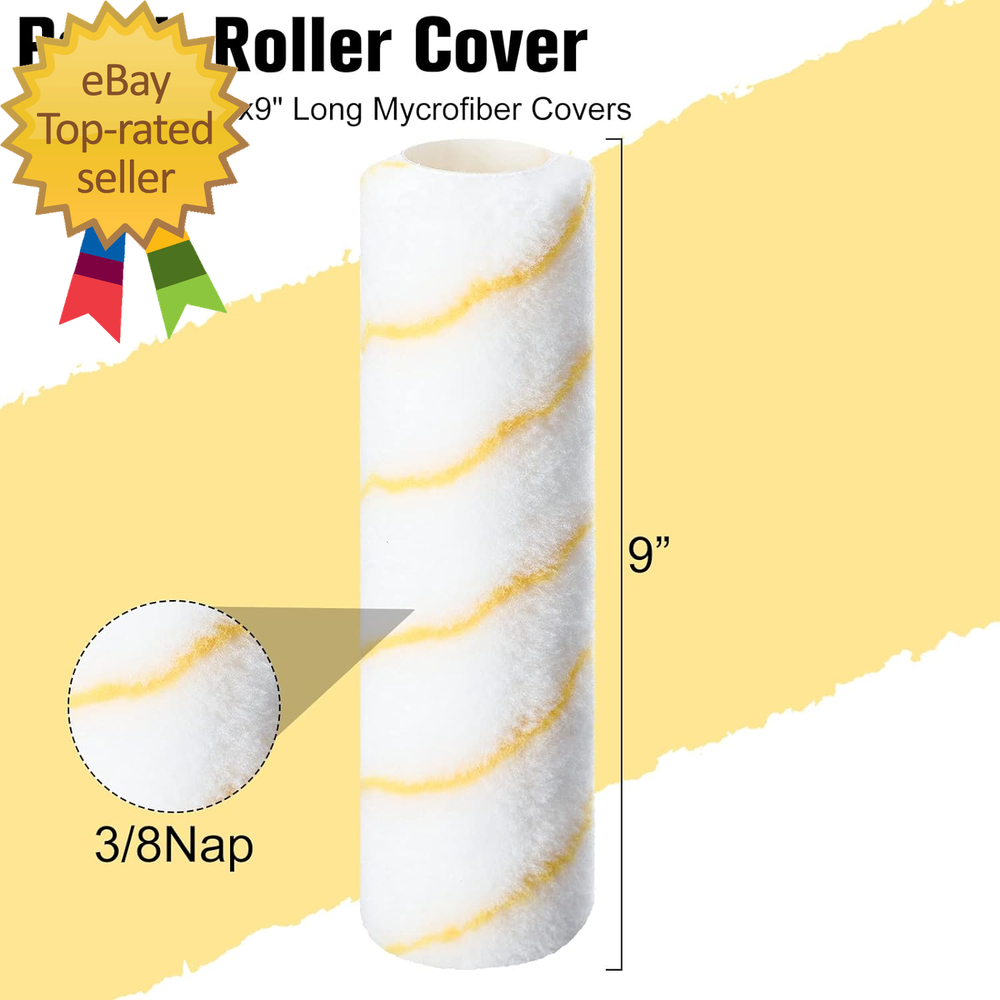 100 Pieces Paint Roller Covers 1/2 X 9 Inch Microfiber Paint Roller Covers Naps