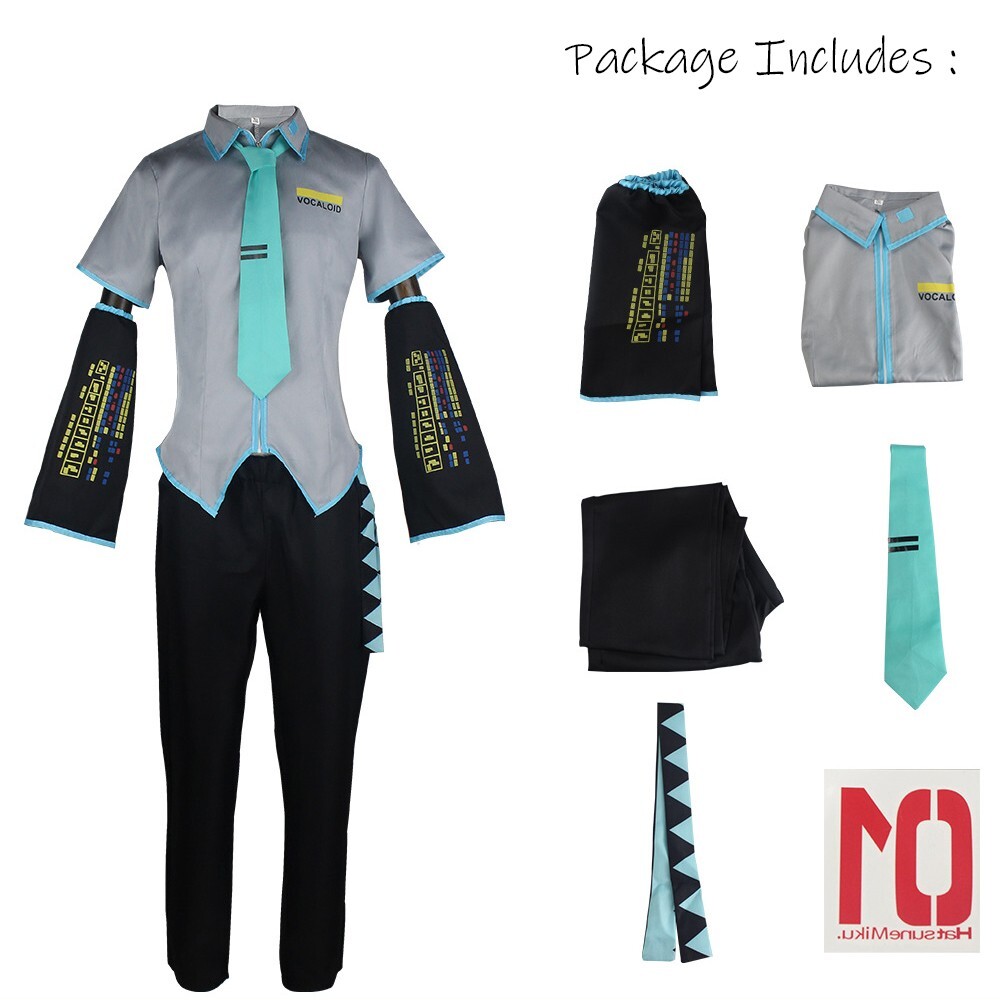 Vocaloid Hatsune Mikuo Uniform Costume Top + Pants Suit For Halloween Cosplay