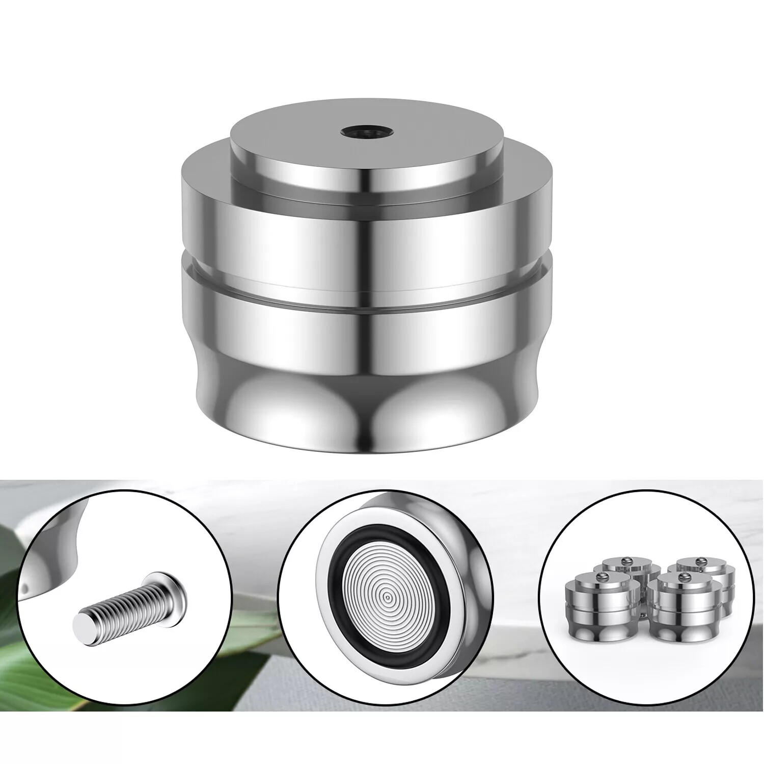 4*Aluminum alloy HiFi Audio Speaker Isolation Feet AMP Turntable Base Pad Silver