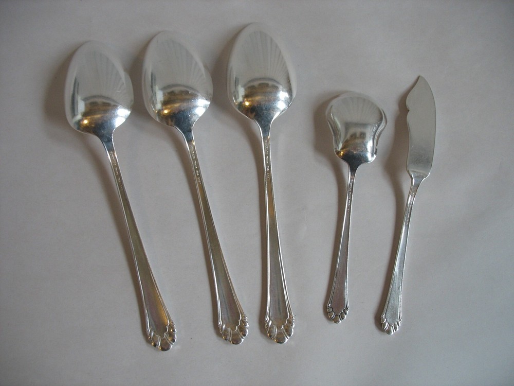 S/5 SERVERS Tablespoons butter sugar spoon Gorham Silverplate flatware CAVALIER