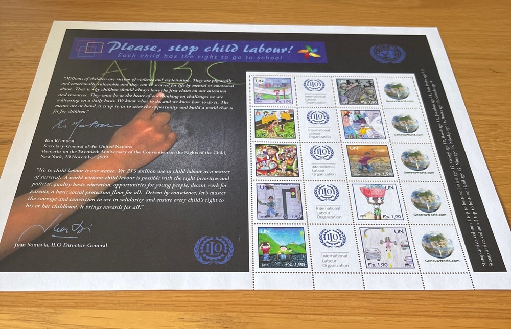 United Nations (S39) 2010 Please Stop Child Labour Personalized Sheet