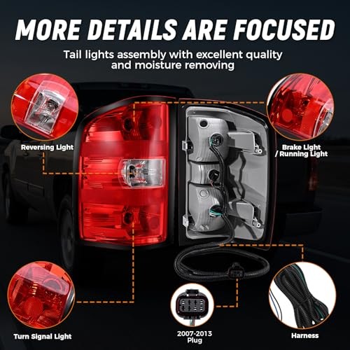 Tail Lights Assembly for Chevy Silverado 1500 2500HD 2007-2013 Left Driver Side