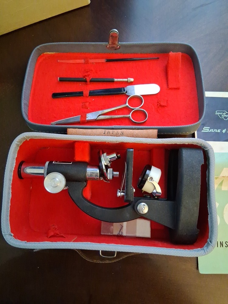 Vintage Sans & Streiffe Vintage Microscope in Original Case With Tools!