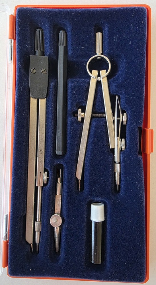 Vintage Drafting Set, Protractor, Made In Germany