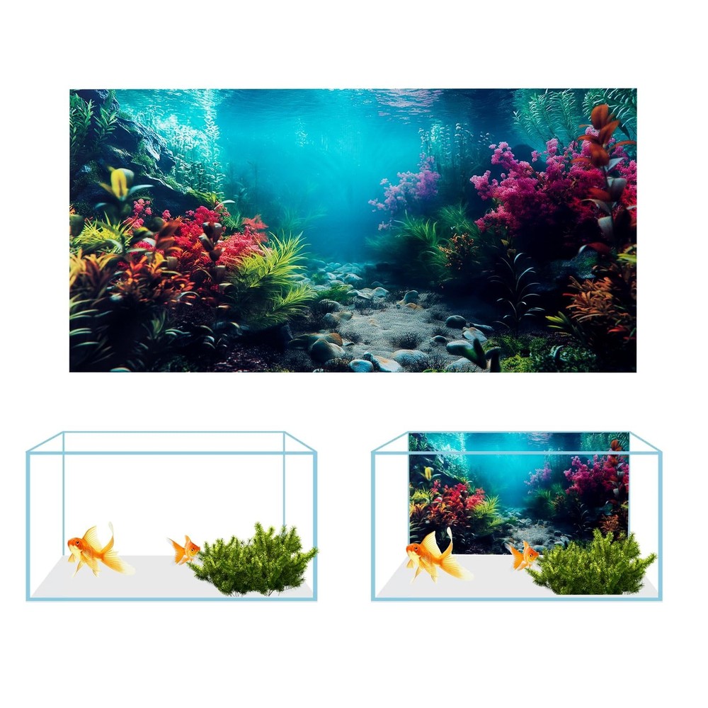 COMSUN 3 Pack Aquarium Background, 48x18 inches Polyester Aquarium Background...