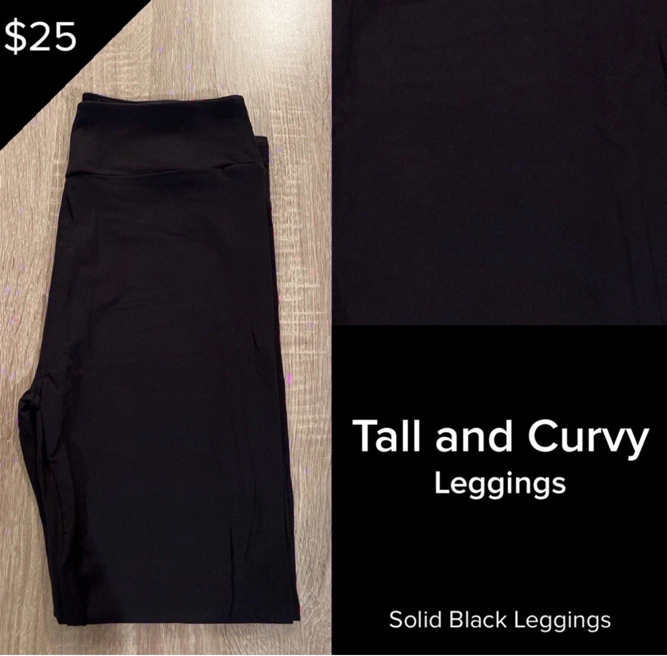 LuLaRoe BRAND NEW Leggings Solid BLACK Rare Tall And Curvy TC Fits Sizes 12-18