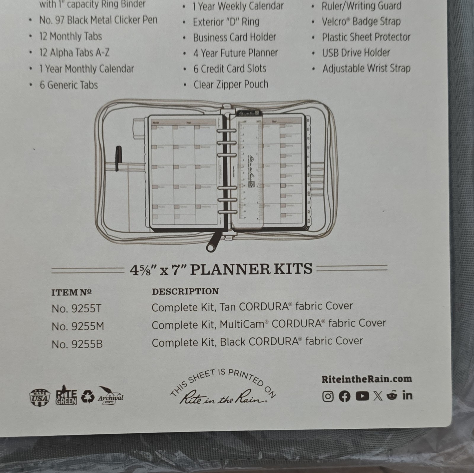 Rite in the Rain All Weather Field Planner Multicam Field Planner No9255M