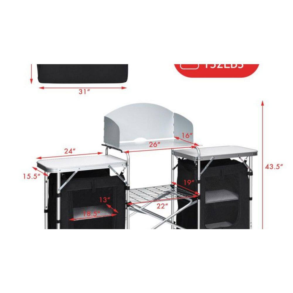 Folding Camping Table with Storage Rack