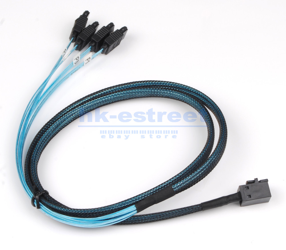 2PCS Mini SAS SFF-8643 to 4 SATA 7pin Hard Disk 6Gbps Data Server Raid Cable 1M