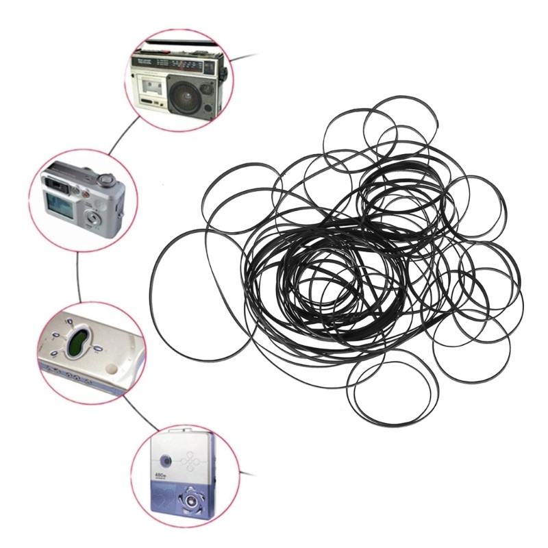 100PCS Assorted Flat Drive Belts 2mm Width Cassette Tape Machine Rubber Belts