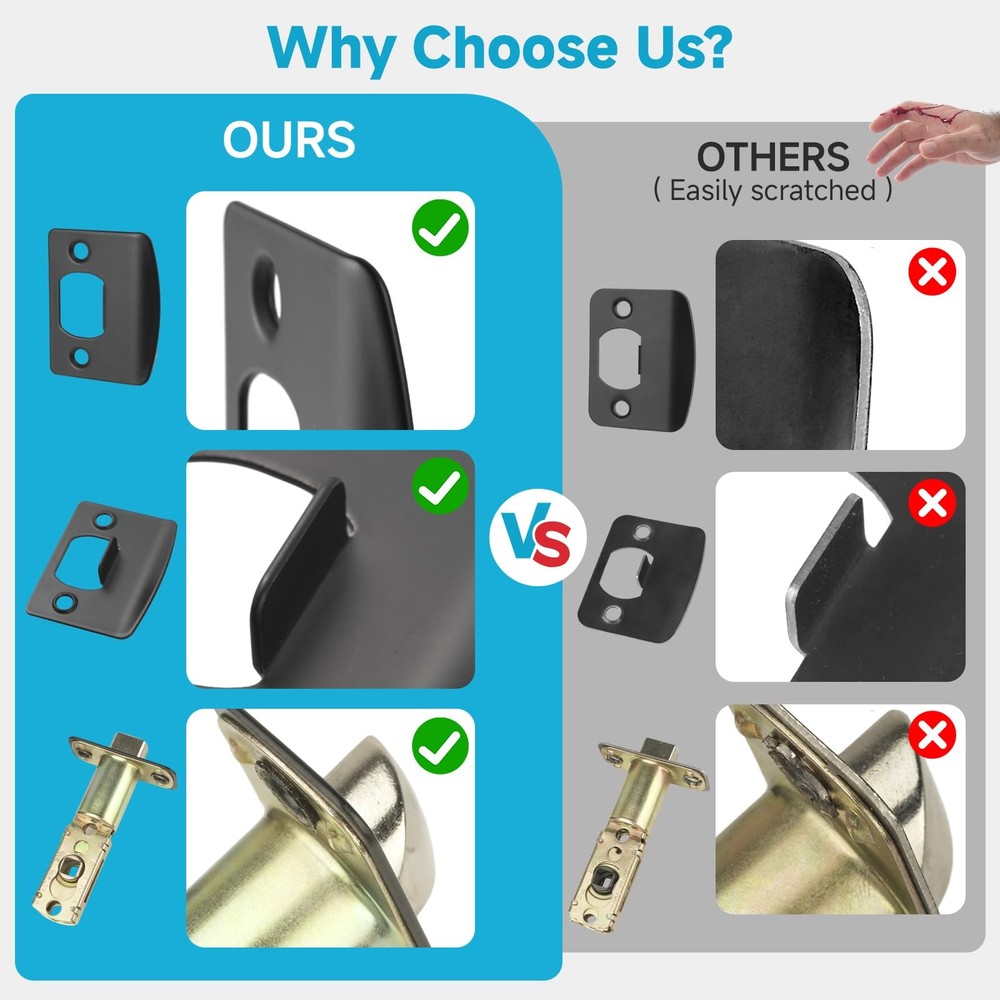 Estmoon 2 Pack Passage Door Levers, Matte Black Door Knobs Interior Square Do...