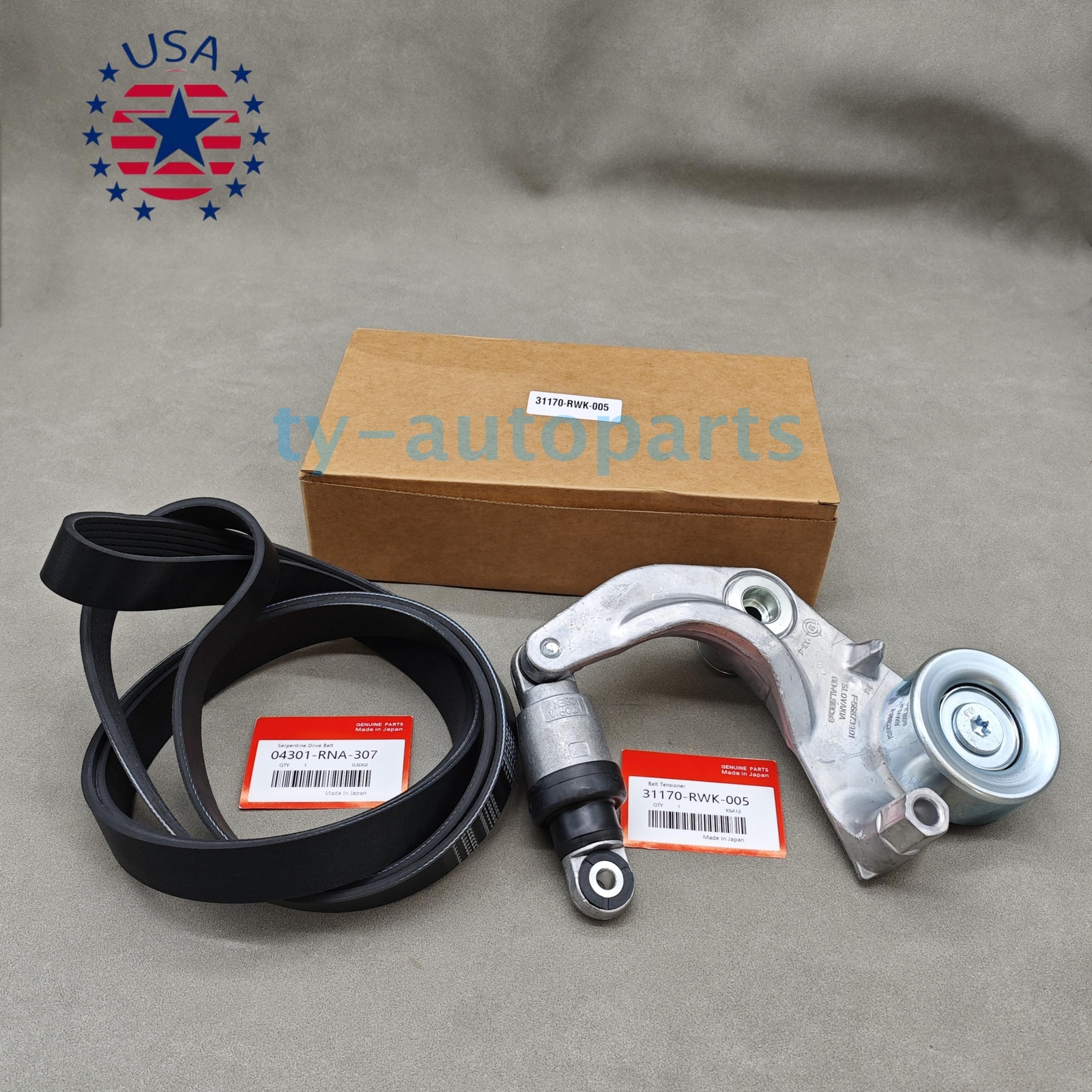 OEM Tensioner Pulley & Serpentine Drive Belt Kit For 2006-11 Honda Civic 1.8L US