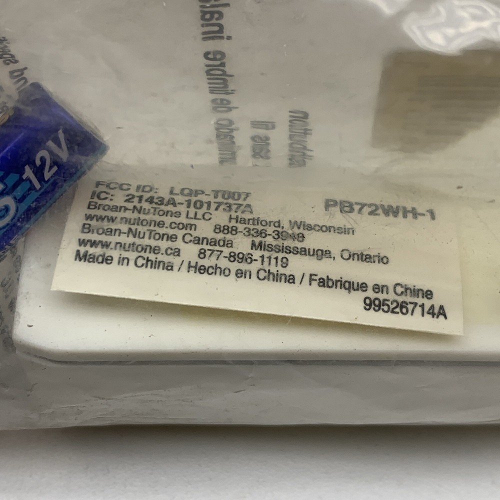 Nutone PB72WH Wireless Strobe and Door Chime System Button