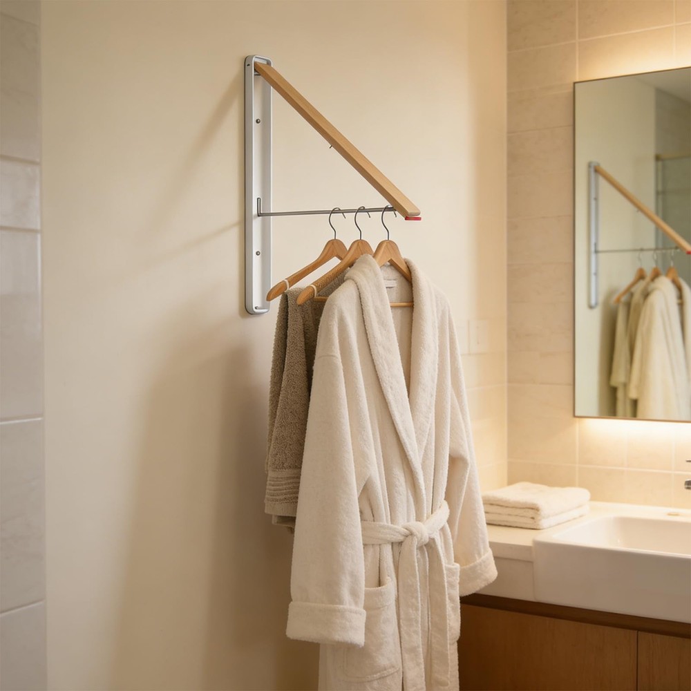 Clothes Drying Rack Wall Mounted for Laundry, Retractable & Foldable Clothes ...