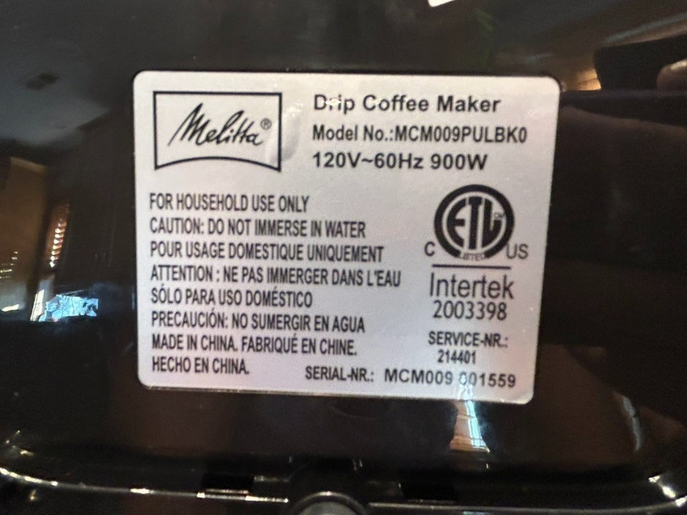 Melitta MCM009 10-Cup Drip Coffee Maker Touchscreen Programmable 900W w Box